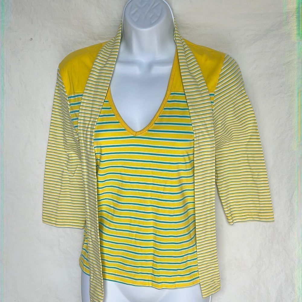 De Coded ladies stretch striped top size Medium